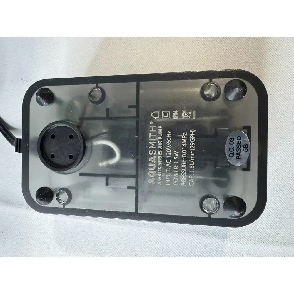 AQUASMITH Aquarium Air Pump,Ultra-Quiet/Small 1.5W/29GPH （20-40gal）, Black